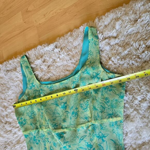 LA RUE 39 Floral Blue and Green Midi Dress Size 12P Y2K Fairycore 100% Silk - Picture 8 of 9